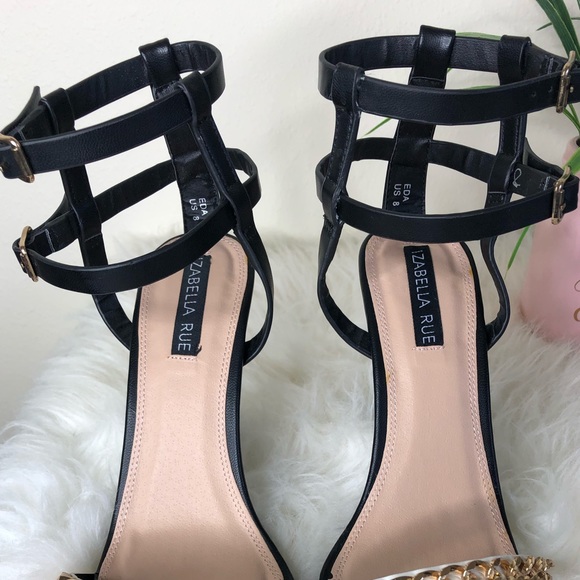 Izabella Rue Gold Chain strap Heels- Size 8 - Picture 2 of 6